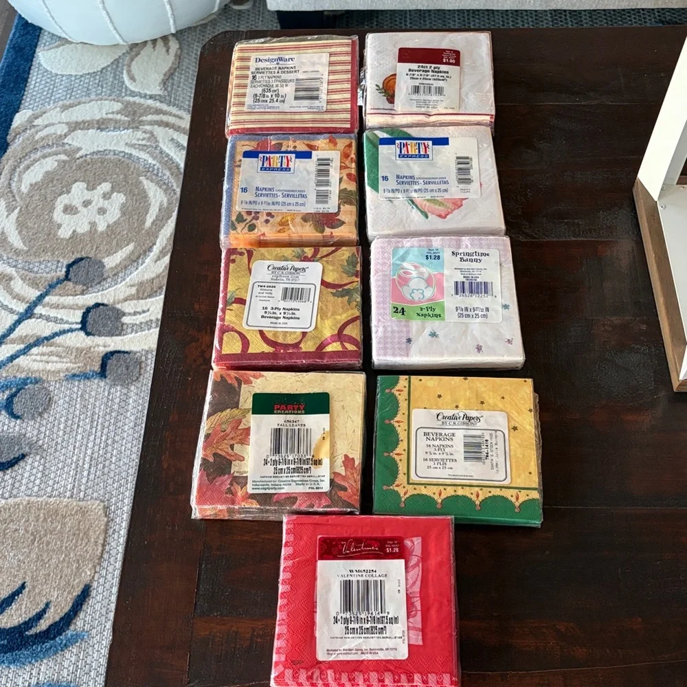 Assorted Beverage Napkins Set of Nine